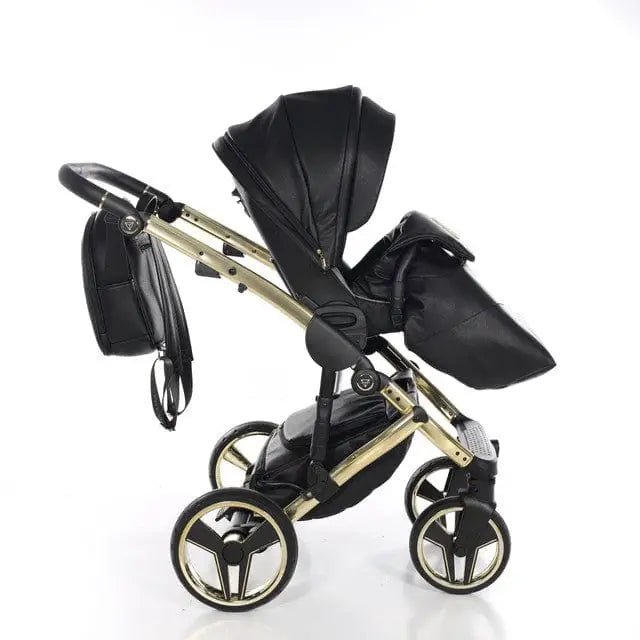 Junama Handcraft Diamond Pram – 3 in 1 Luxury Black & Gold Travel System Junama