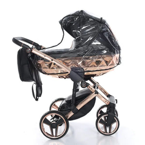 Junama Handcraft Diamond Pram – 3 in 1 Luxury Black & Rose Gold Travel System Junama