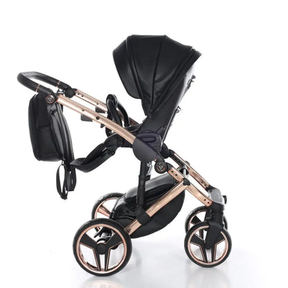 Junama Handcraft Diamond Pram – 3 in 1 Luxury Black & Rose Gold Travel System Junama