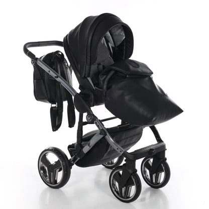 Junama Handcraft Diamond Pram – 3 in 1 Luxury Black Travel System Junama