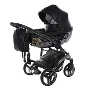 Junama Handcraft Diamond Pram – 3 in 1 Luxury Black Travel System Junama