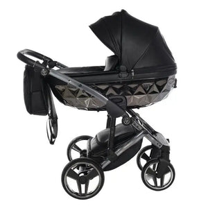 Junama Handcraft Diamond Pram – 3 in 1 Luxury Black Travel System Junama