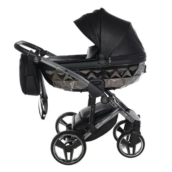 Junama Handcraft Diamond Pram – 3 in 1 Luxury Black Travel System Junama