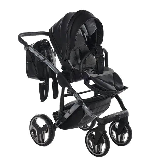 Junama Handcraft Diamond Pram – 3 in 1 Luxury Black Travel System Junama