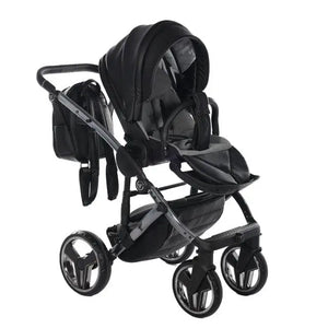 Junama Handcraft Diamond Pram – 3 in 1 Luxury Black Travel System Junama