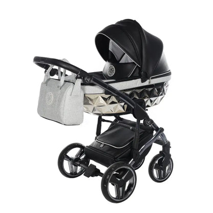 Junama Handcraft Diamond Pram – 3 in 1 Luxury Glitter Black Travel System Junama