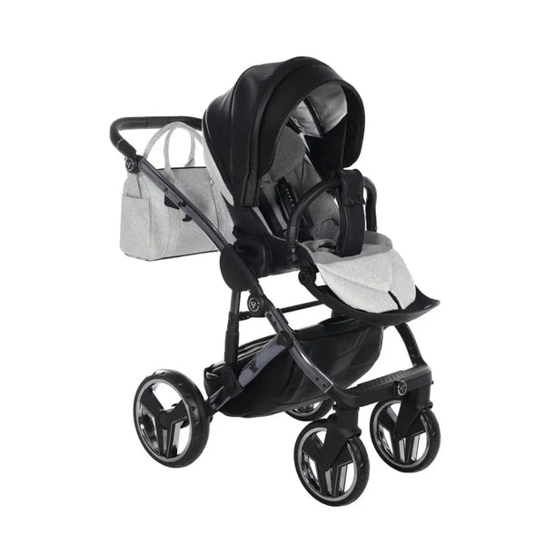 Junama Handcraft Diamond Pram – 3 in 1 Luxury Glitter Black Travel System Junama