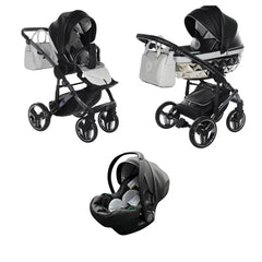 Junama Handcraft Diamond Pram – 3 in 1 Luxury Glitter Black Travel System