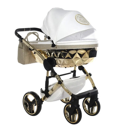 Junama Handcraft Diamond Pram – 3 in 1 Luxury Glitter Gold Travel System Junama