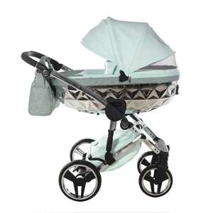 Junama Handcraft Diamond Pram – 3 in 1 Luxury Glitter Mint Travel System Junama