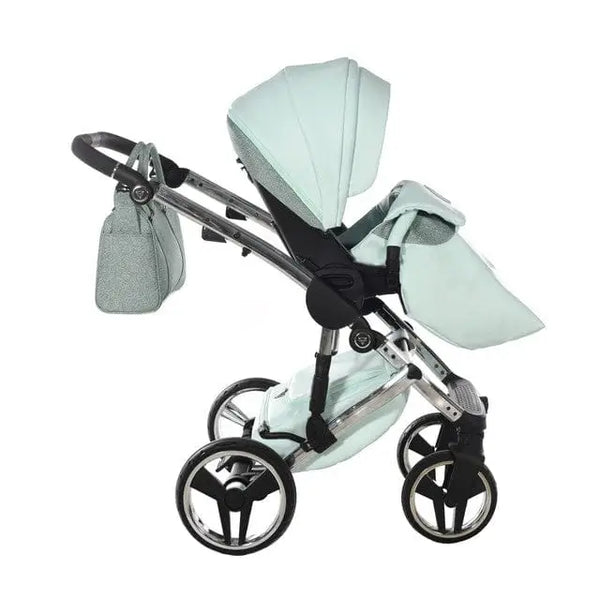 Junama Handcraft Diamond Pram – 3 in 1 Luxury Glitter Mint Travel System Junama