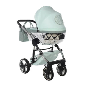 Junama Handcraft Diamond Pram – 3 in 1 Luxury Glitter Mint Travel System Junama