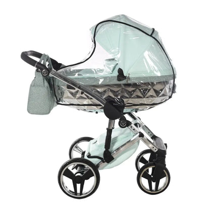 Junama Handcraft Diamond Pram – 3 in 1 Luxury Glitter Mint Travel System Junama