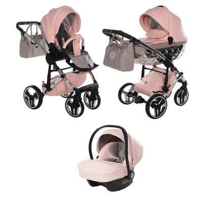 Junama Handcraft Diamond Pram – 3 in 1 Luxury Glitter Pink Travel System Junama
