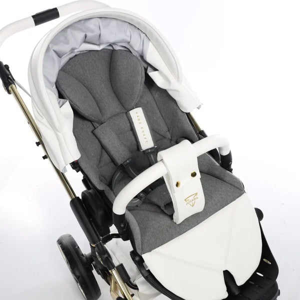 Junama Handcraft Diamond Pram – 3 in 1 Luxury White & Gold Travel System Junama