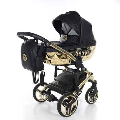 Junama Handcraft Diamond Pram With Isofix – 3 in 1 Luxury Black & Gold Travel System Junama