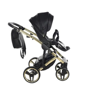 Junama Handcraft Diamond Pram With Isofix – 3 in 1 Luxury Black & Gold Travel System Junama