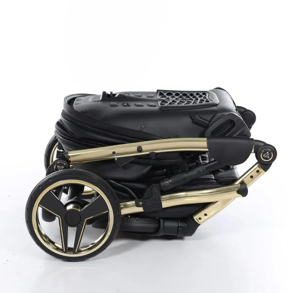 Junama Handcraft Diamond Pram With Isofix – 3 in 1 Luxury Black & Gold Travel System Junama