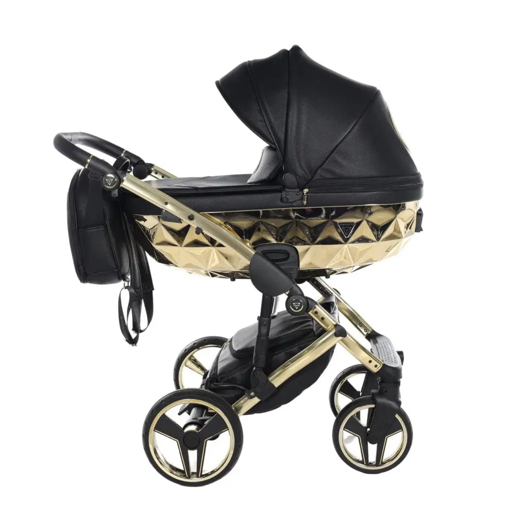 Junama Handcraft Diamond Pram With Isofix – 3 in 1 Luxury Black & Gold Travel System Junama