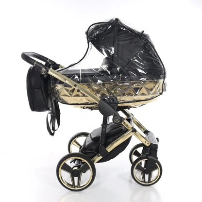 Junama Handcraft Diamond Pram With Isofix – 3 in 1 Luxury Black & Gold Travel System Junama
