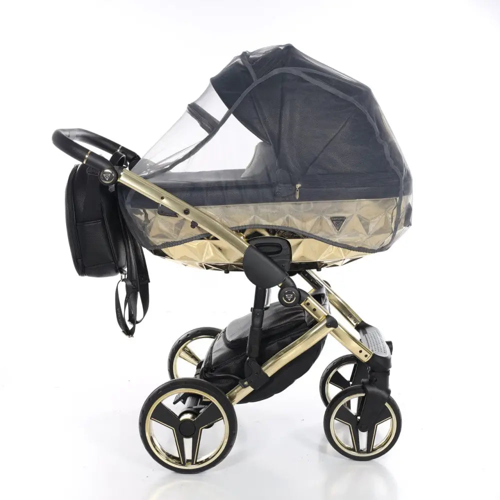 Junama Handcraft Diamond Pram With Isofix – 3 in 1 Luxury Black & Gold Travel System Junama