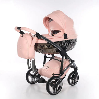 Junama Handcraft Diamond Pram With Isofix – 4 in 1 Luxury Apricot Travel System Junama