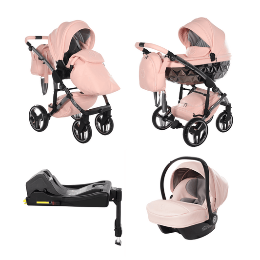 Junama Handcraft Diamond Pram With Isofix – 4 in 1 Luxury Apricot Travel System Junama