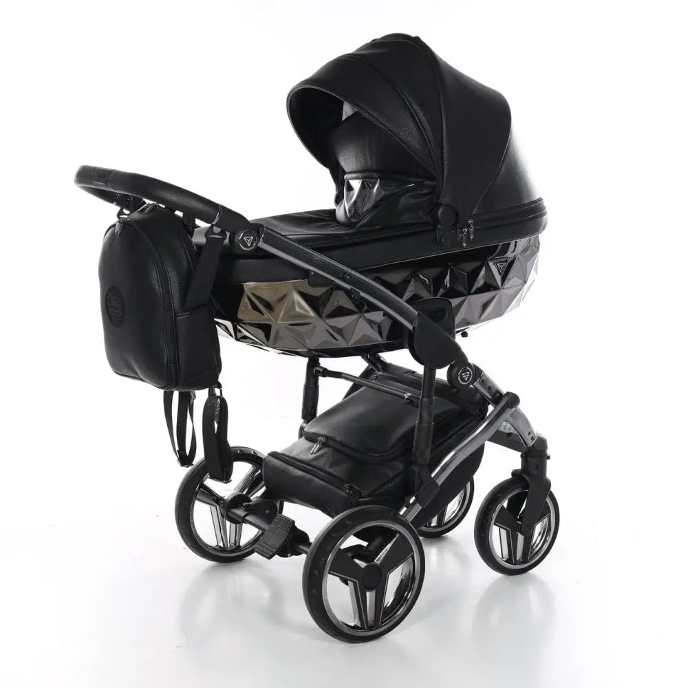 Junama Handcraft Diamond Pram With Isofix – 4 in 1 Luxury Black Travel System Junama