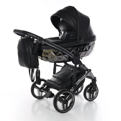 Junama Handcraft Diamond Pram With Isofix – 4 in 1 Luxury Black Travel System Junama
