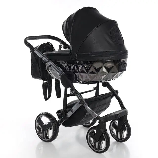 Junama Handcraft Diamond Pram With Isofix – 4 in 1 Luxury Black Travel System Junama