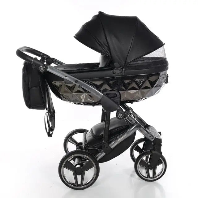 Junama Handcraft Diamond Pram With Isofix – 4 in 1 Luxury Black Travel System Junama