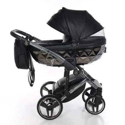 Junama Handcraft Diamond Pram With Isofix – 4 in 1 Luxury Black Travel System Junama
