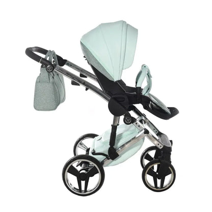Junama Handcraft Diamond Pram With Isofix – 4 in 1 Luxury Glitter Mint Travel System Junama