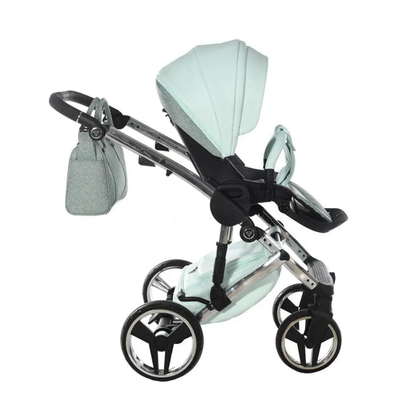 Junama Handcraft Diamond Pram With Isofix – 4 in 1 Luxury Glitter Mint Travel System Junama