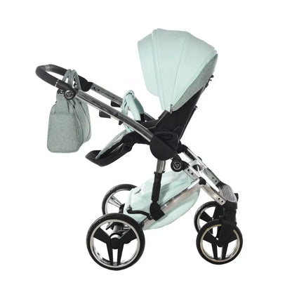 Junama Handcraft Diamond Pram With Isofix – 4 in 1 Luxury Glitter Mint Travel System Junama