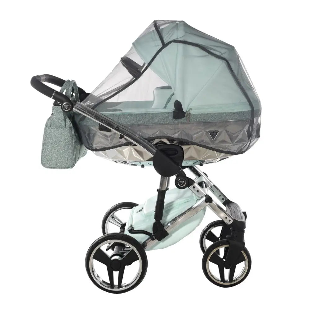 Junama Handcraft Diamond Pram With Isofix – 4 in 1 Luxury Glitter Mint Travel System Junama