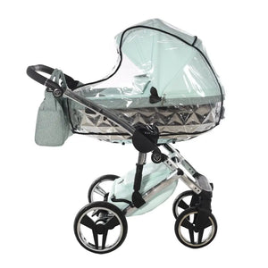 Junama Handcraft Diamond Pram With Isofix – 4 in 1 Luxury Glitter Mint Travel System Junama