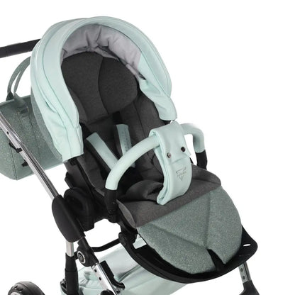 Junama Handcraft Diamond Pram With Isofix – 4 in 1 Luxury Glitter Mint Travel System Junama