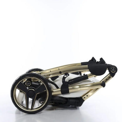 Junama Handcraft Diamond Pram With Isofix – 4 in 1 Luxury White & Gold Travel System Junama