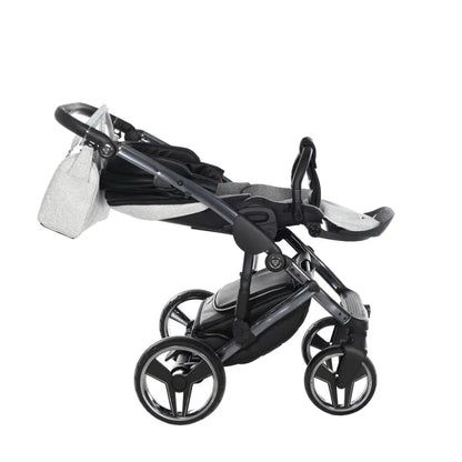 Junama Handcraft Diamond Pram With Isofix Base – 4 in 1 Luxury Glitter Black Travel System Junama