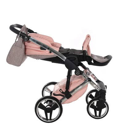 Junama Handcraft Diamond Pram with Isofix Base – 4 in 1 Luxury Glitter Pink Travel System Junama
