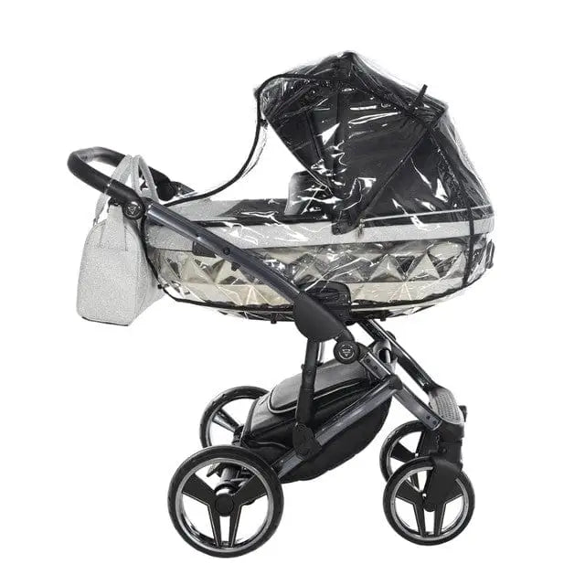 Junama Handcraft Diamond Pram With Isofix Base – 4 in 1 Luxury Glitter Black Travel System Junama