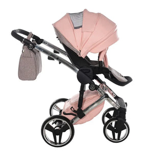 Junama Handcraft Diamond Pram with Isofix Base – 4 in 1 Luxury Glitter Pink Travel System Junama