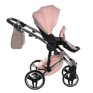 Junama Handcraft Diamond Pram with Isofix Base – 4 in 1 Luxury Glitter Pink Travel System Junama