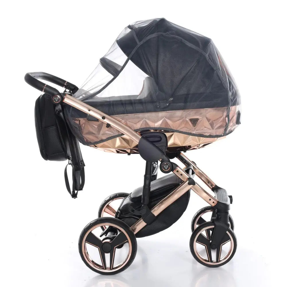 Junama Handcraft Diamond Pram With Isofix Base – 4 in 1 Luxury Black & Rose Gold Travel System Junama