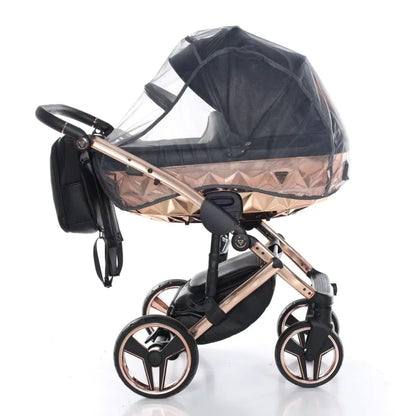 Junama Handcraft Diamond Pram With Isofix Base – 4 in 1 Luxury Black & Rose Gold Travel System Junama