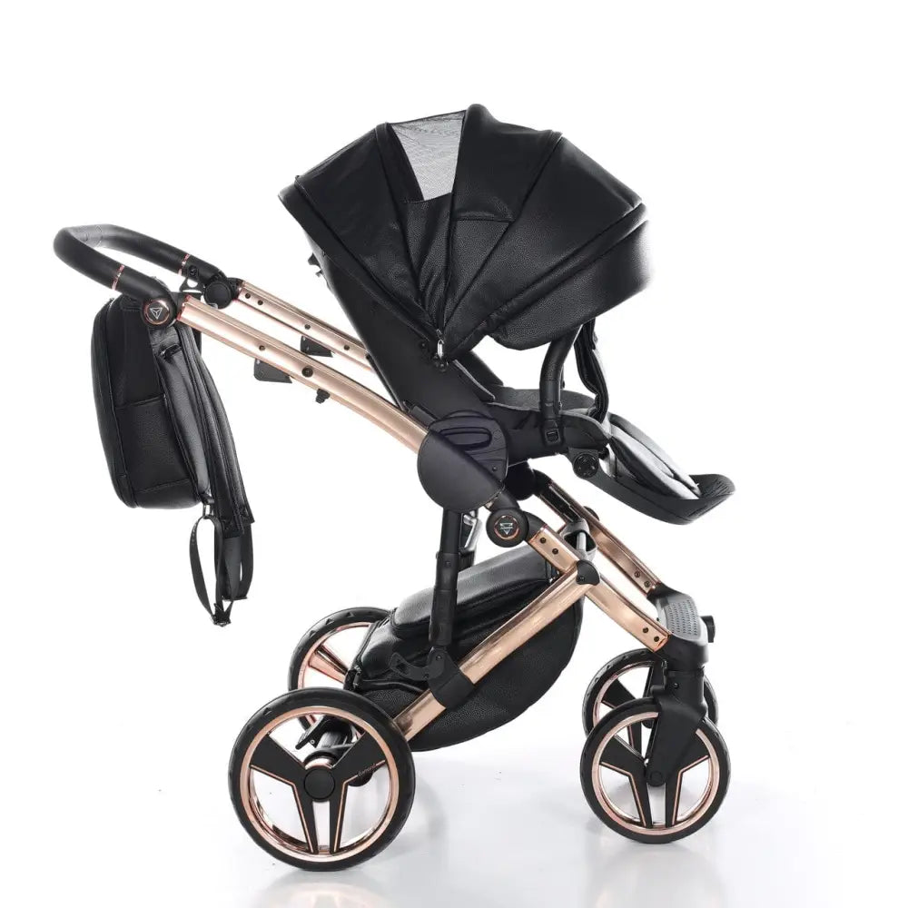 Junama Handcraft Diamond Pram With Isofix Base – 4 in 1 Luxury Black & Rose Gold Travel System Junama