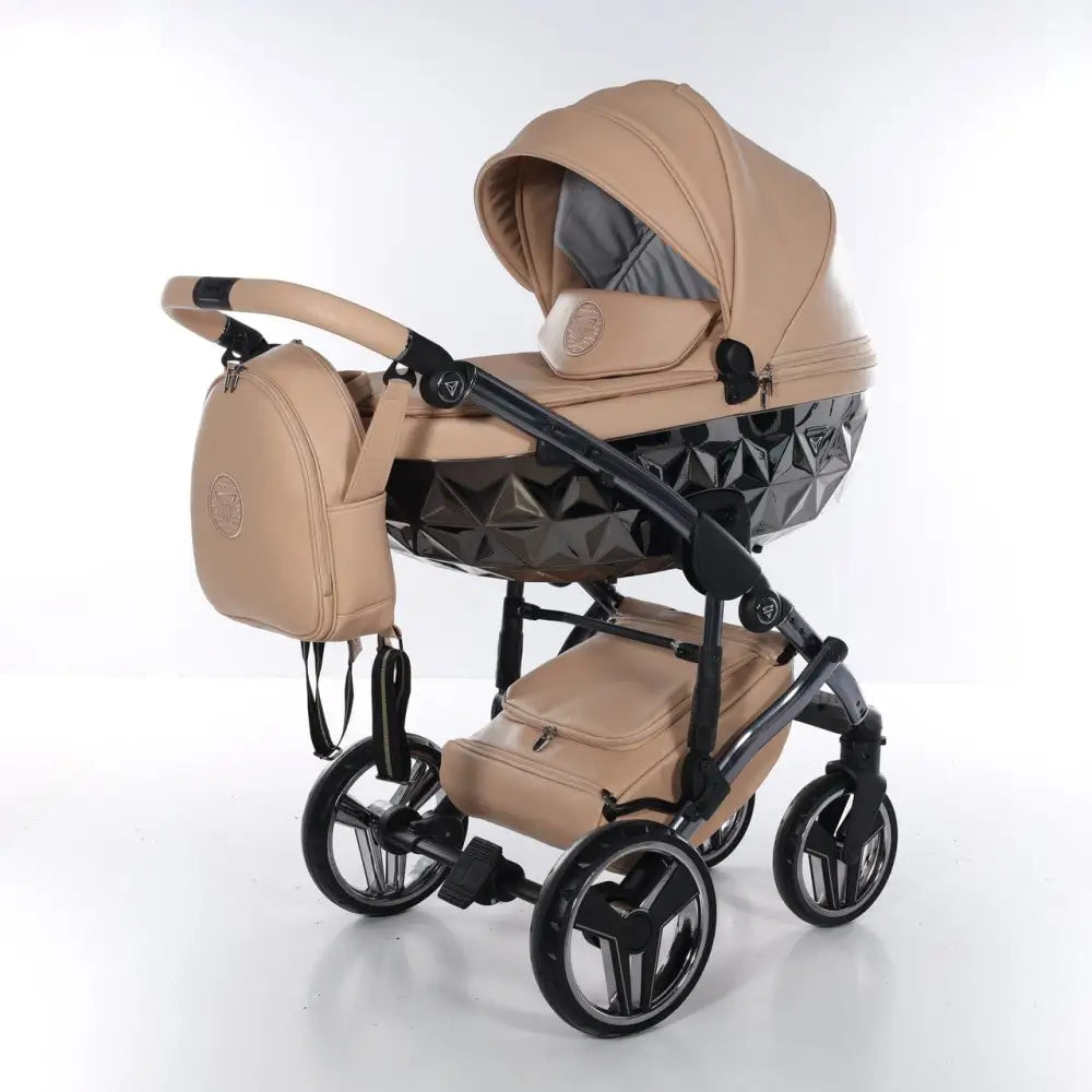 Junama Handcraft Diamond Pram With Isofix Base – 4 in 1 Luxury Camel Travel System Junama