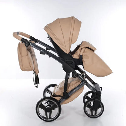Junama Handcraft Diamond Pram With Isofix Base – 4 in 1 Luxury Camel Travel System Junama