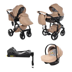 Junama Handcraft Diamond Pram With Isofix Base – 4 in 1 Luxury Camel Travel System